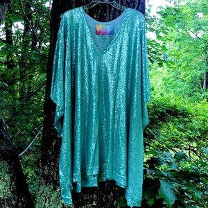 Mint Green Sequin Caftan Dress
